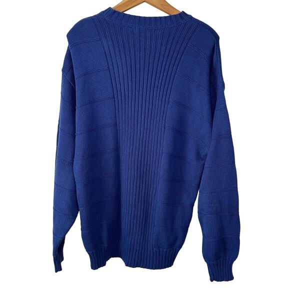 Claiborne Men's Blue Chunky Knit Classic Pullover Crew Neck Sweater Size L - Picture 2 of 4